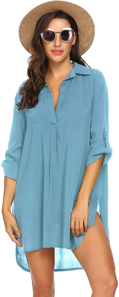 Ekouaer Women'S Swimsuit Beach Cover up Shirt Bikini Beachwear Bathing Suit Beach Dress Apparel & Accessories > Clothing > Swimwear Kylie Max   