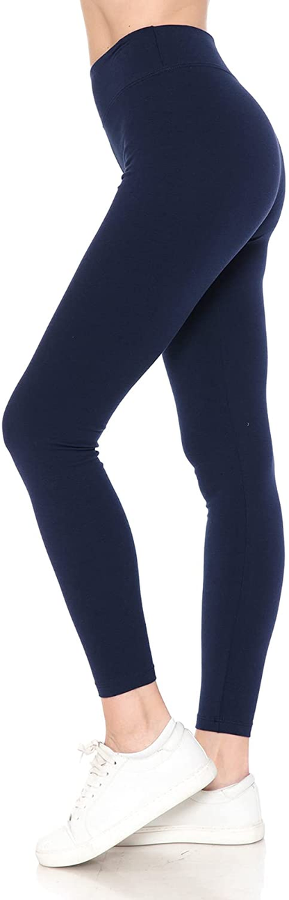 Leggings Depot Cotton Women'S Premium Quality Ultra Soft Solid Leggings Apparel & Accessories > Clothing > Underwear & Socks > Shapewear LEGGINGS DEPOT Cotton-yoga Navy X-Large 