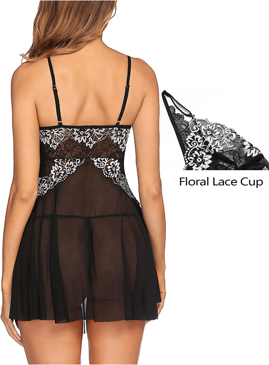 Avidlove Lingerie for Women Lace Babydoll Chemise Nightgown Exotic Negligee Side Spilt Bridal Nightdress Apparel & Accessories > Clothing > Underwear & Socks > Lingerie Kylie Max   