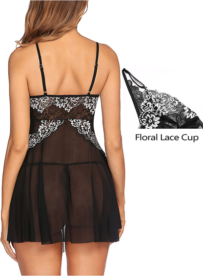 Avidlove Lingerie for Women Lace Babydoll Chemise Nightgown Exotic Negligee Side Spilt Bridal Nightdress Apparel & Accessories > Clothing > Underwear & Socks > Lingerie Kylie Max   
