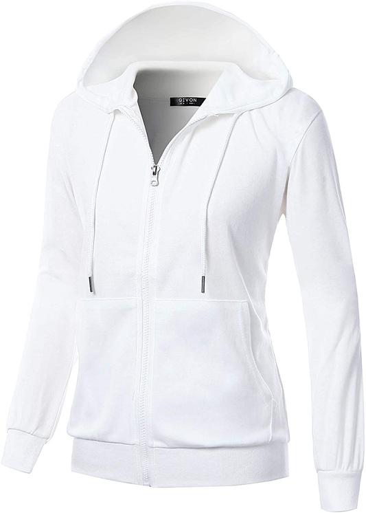 GIVON Womens Comfortable Long Sleeve Lightweight Zip-Up Hoodie with Kanga Pocket(Xs~4Xl) Apparel & Accessories > Clothing > Activewear Kylie Max   