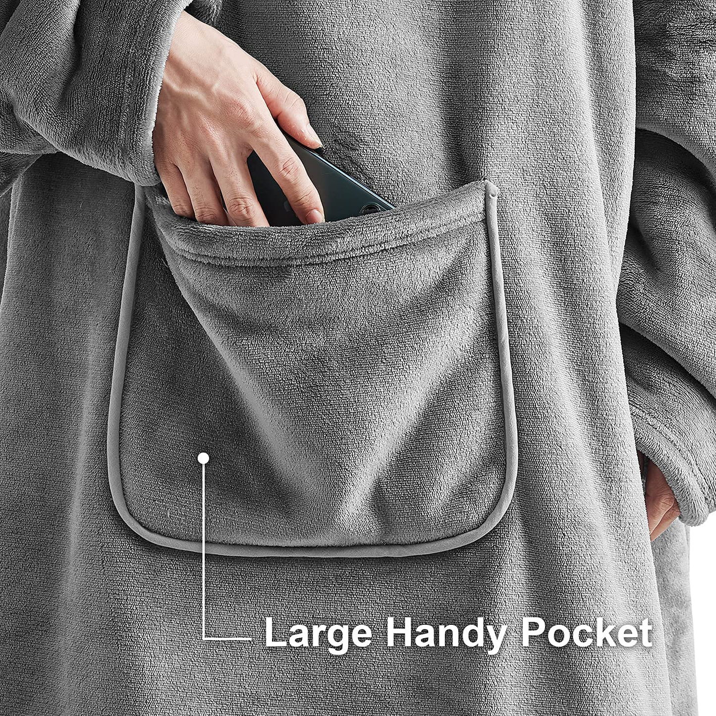 Hansleep Wearable Blanket Sherpa Oversized Sweatshirt with Hoodie, Soft Warm Flannel Fleece Throw Blankets Sweatshirt with Sleeves and Pocket, One Size Fits All (Grey, Medium) Arts & Entertainment > Party & Celebration > Gift Giving Hansleep   