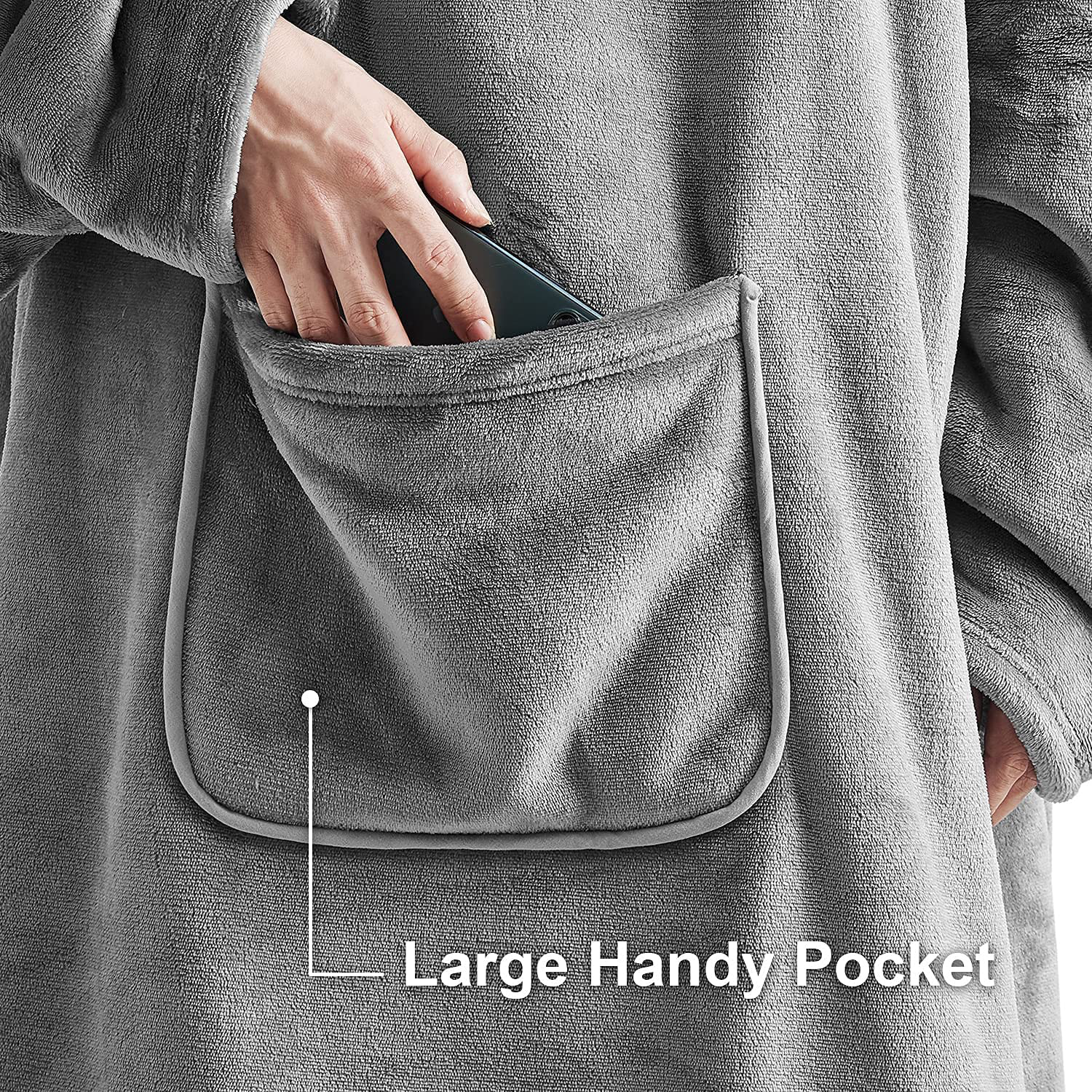 Hansleep Wearable Blanket Sherpa Oversized Sweatshirt with Hoodie, Soft Warm Flannel Fleece Throw Blankets Sweatshirt with Sleeves and Pocket, One Size Fits All (Grey, Medium) Arts & Entertainment > Party & Celebration > Gift Giving Hansleep   