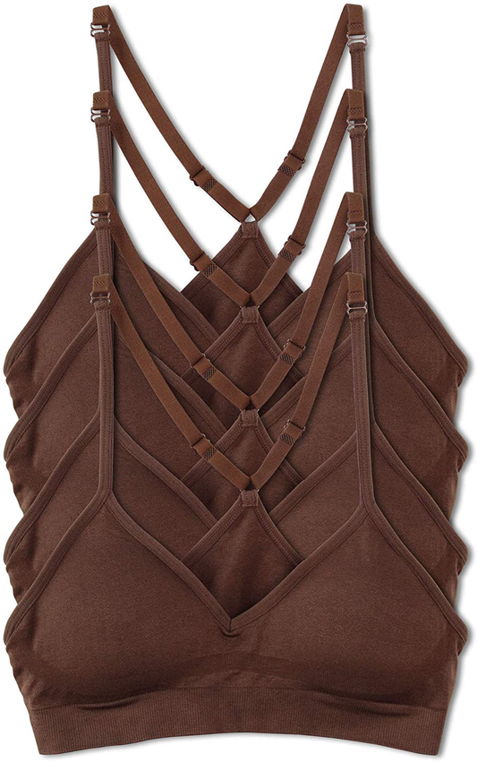 Kalon 4 Pack Racerback Sports Bralette V Neck for Women Apparel & Accessories > Clothing > Underwear & Socks > Bras Kylie Max   