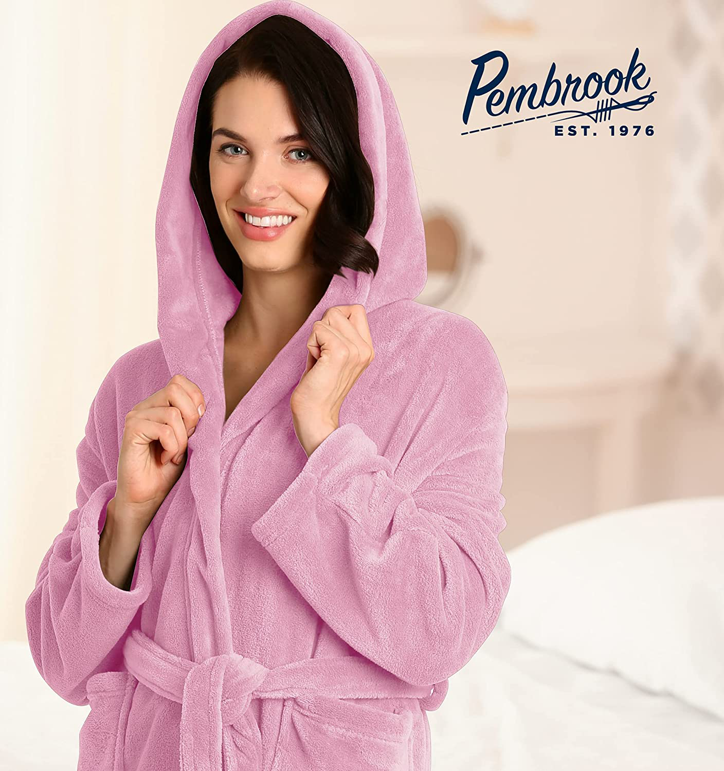 Pembrook Hooded Robes for Women with Pockets - Plush Fleece Bathrobe for Women | Robe with Hood for Women Apparel & Accessories > Clothing > Sleepwear & Loungewear > Robes Kylie Max   