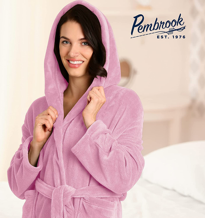 Pembrook Hooded Robes for Women with Pockets - Plush Fleece Bathrobe for Women | Robe with Hood for Women Apparel & Accessories > Clothing > Sleepwear & Loungewear > Robes Kylie Max   