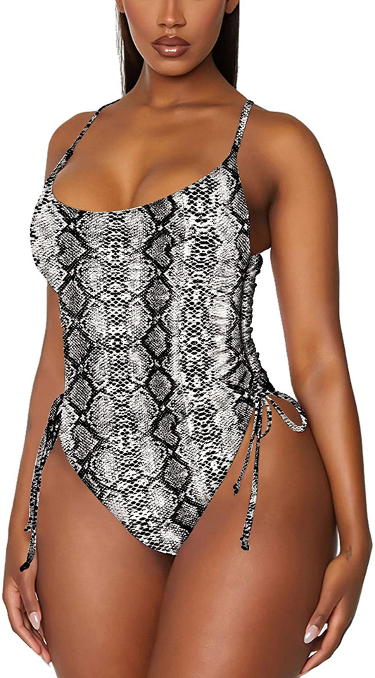 Viottiset Women'S Ruched High Cut One Piece Swimsuit Tummy Control Monokini Bikini Apparel & Accessories > Clothing > Swimwear Kylie Max   