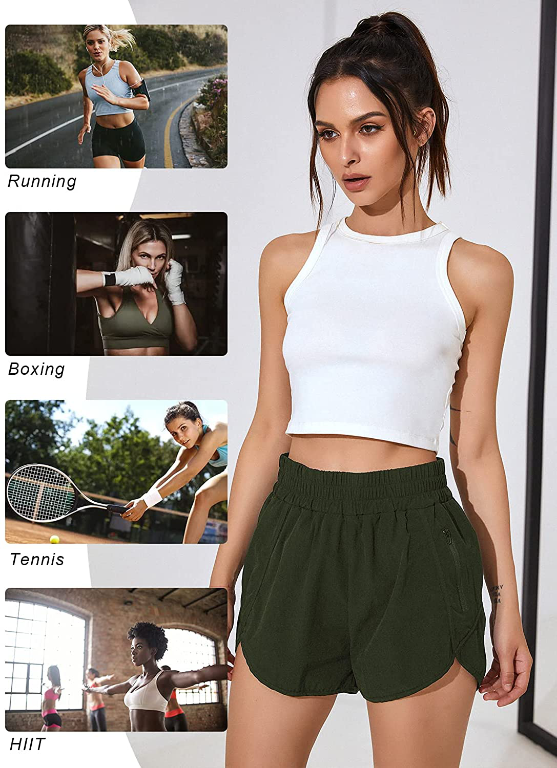 Blooming Jelly Womens High Waisted Running Shorts Athletic Workout Shorts Quick Dry Pants with Zipper Pocket Apparel & Accessories > Clothing > Shorts Kylie Max   