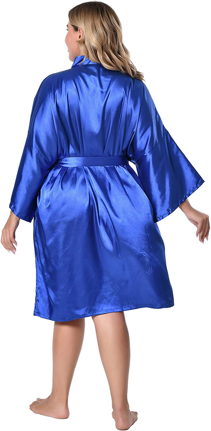 EPLAZA Women Silky Satin Robe Wedding Bridal Party Bride Bridesmaid Robes Kimono Loungewear Dressing Gowns Apparel & Accessories > Clothing > Sleepwear & Loungewear > Robes EPLAZA   