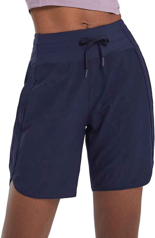 BALEAF Women'S 7" Long Shorts Lightweight for Running Workout Hiking Unlined Zipper Pocket Quick Dry Apparel & Accessories > Clothing > Shorts Kylie Max   