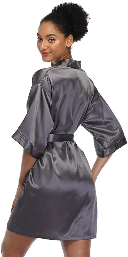 Short Silky Robe for Women Bridal Lightweight Sleepwear Satin Kimono Bathrobe Apparel & Accessories > Clothing > Sleepwear & Loungewear > Robes Ferrendo   
