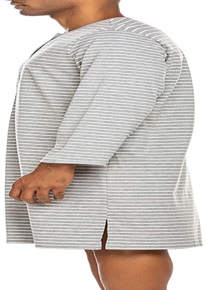 Ekouaer Men'S Night Sleep Shirts Comfy Long Sleeve Mid-Length Nightgown Loose Striped Nightshirts S-XXL Apparel & Accessories > Clothing > Sleepwear & Loungewear > Nightgowns Kylie Max   