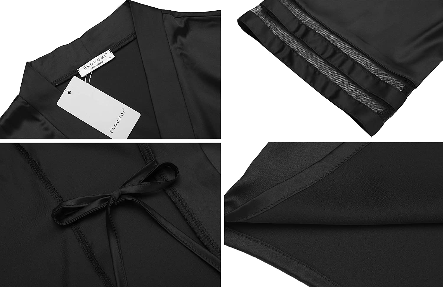 Ekouaer Womens Satin Robe Lightweight Kimono Bathrobe 3/4 Bell Sleeve Bridesmaid Bride Party Robes S-XXL Apparel & Accessories > Clothing > Sleepwear & Loungewear > Robes Ekouaer   