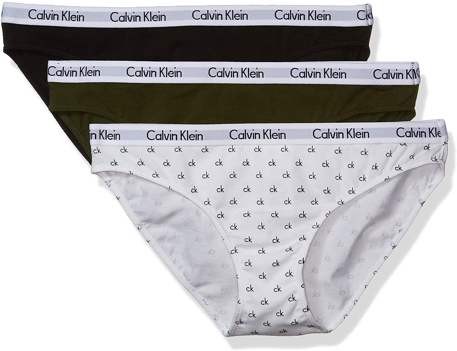 Calvin Klein Women'S Carousel Logo Cotton Bikini Panty Apparel & Accessories > Clothing > Underwear & Socks > Underwear Calvin Klein Black/Underbrush Green Multi 3 Large