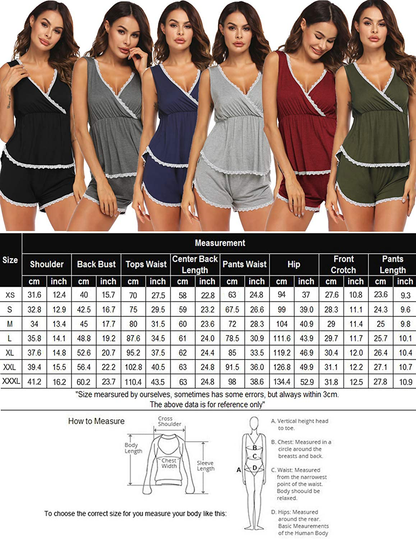 Ekouaer Womens Pajamas Set Sleeveless Sleepwear V Neck Nightwear Soft Pj Lounge Sets S-XXL Apparel & Accessories > Clothing > Sleepwear & Loungewear Kylie Max   
