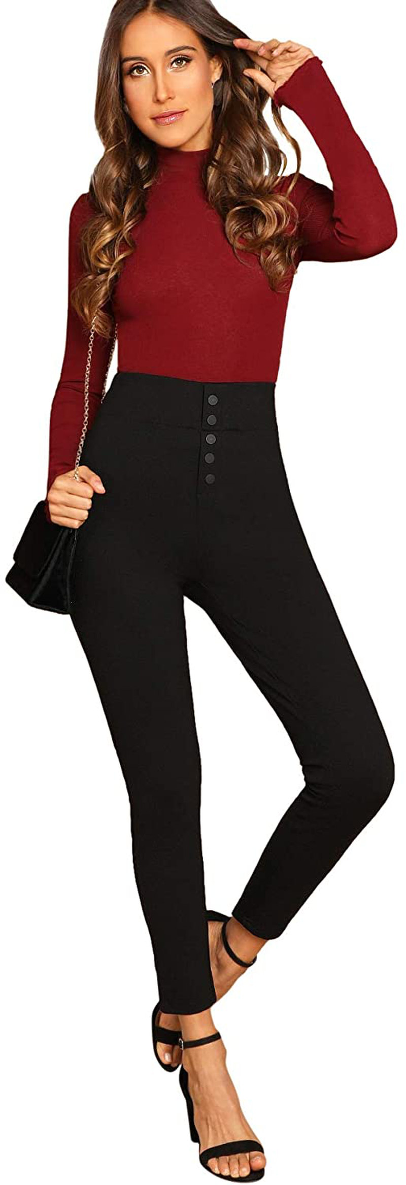 SweatyRocks Women's Casual Skinny Leggings Stretchy High Waisted Work Pants Apparel & Accessories > Clothing > Activewear SweatyRocks   