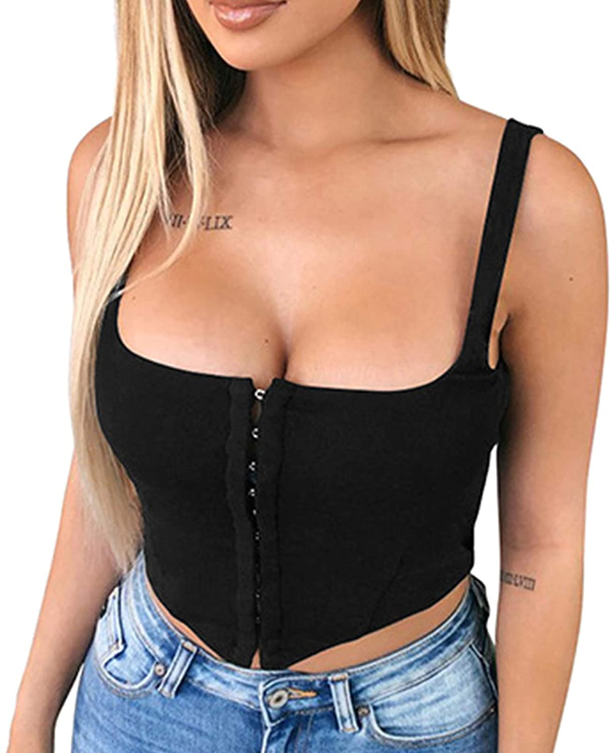 Sexy Women Push up Bustiers Corsets Strapless off Shoulder Slim Crop Tops Clubwear Party Outwear Apparel & Accessories > Clothing > Underwear & Socks > Lingerie hirigin Single-row Clasp Black Medium 