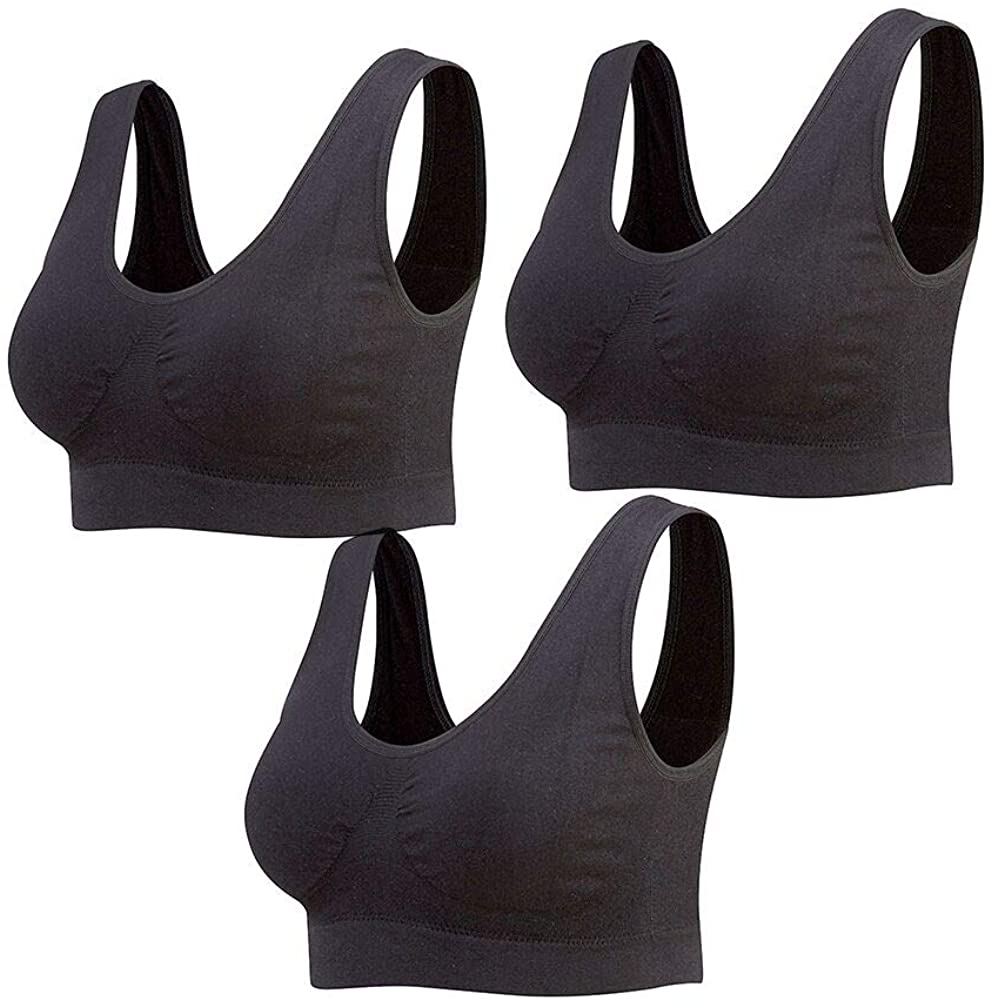 Lemef 3-Pack Seamless Sports Bra Wirefree Yoga Bra with Removable Pads for Women Apparel & Accessories > Clothing > Underwear & Socks > Bras Kylie Max   