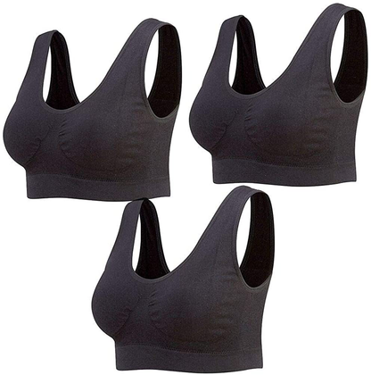 Lemef 3-Pack Seamless Sports Bra Wirefree Yoga Bra with Removable Pads for Women Apparel & Accessories > Clothing > Underwear & Socks > Bras Kylie Max   