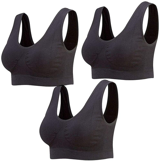 Lemef 3-Pack Seamless Sports Bra Wirefree Yoga Bra with Removable Pads for Women Apparel & Accessories > Clothing > Underwear & Socks > Bras Kylie Max   