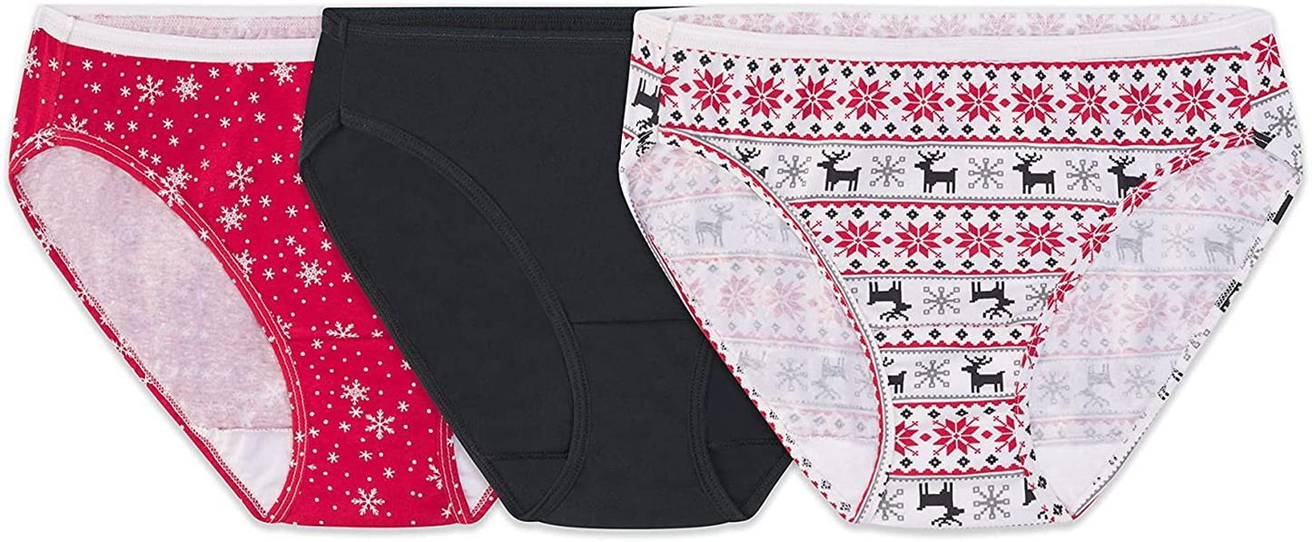 Fruit of the Loom Women'S Tag Free Cotton Bikini Panties Apparel & Accessories > Clothing > Underwear & Socks > Underwear Fruit of the Loom Bikini - 3 Pack - Holiday 9 
