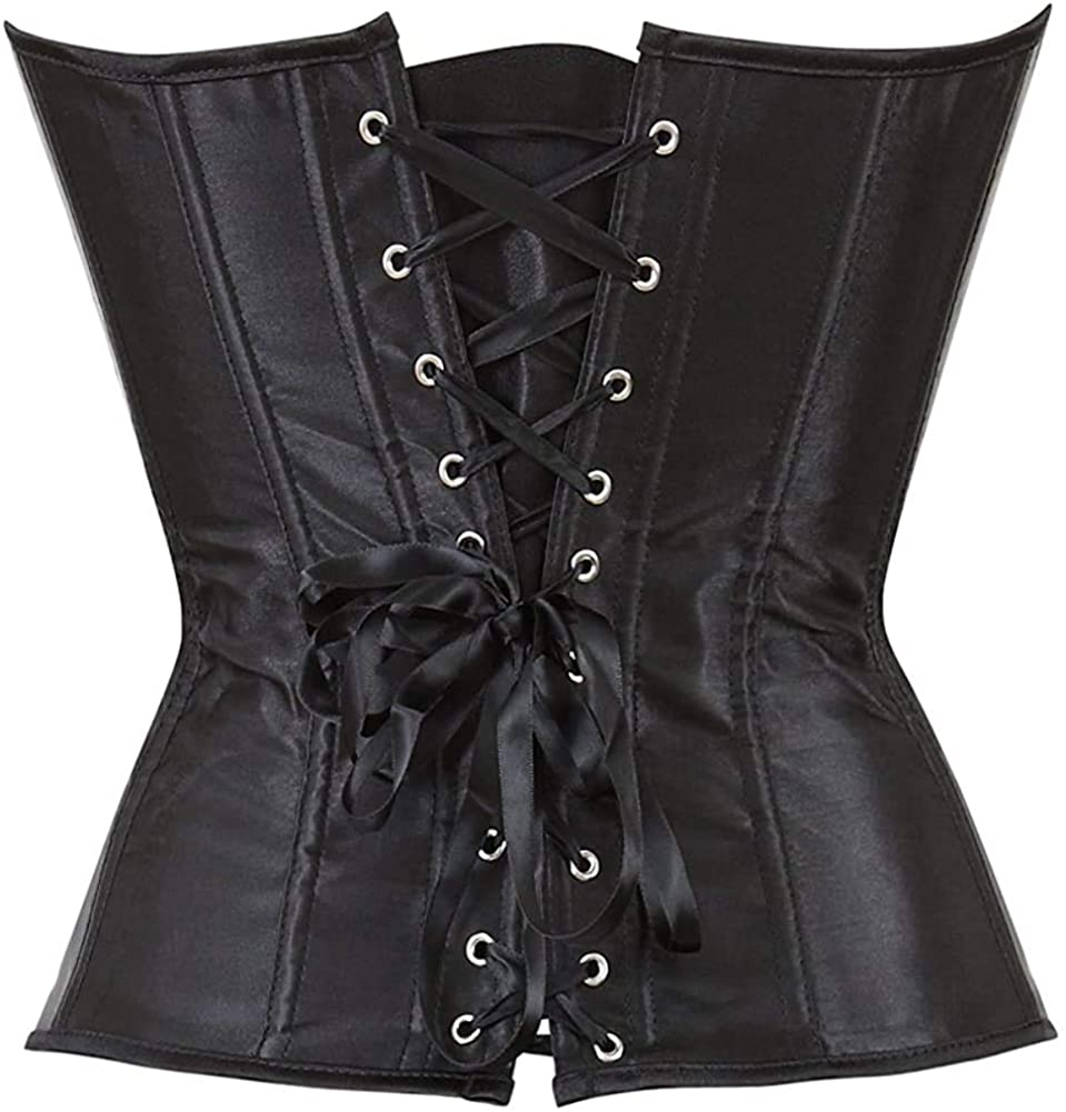 NIYIGEJI Satin Sexy Strong Boned Corset Lace up Overbust Waist Cincher Bustier Bodyshaper Top Apparel & Accessories > Clothing > Underwear & Socks > Lingerie NIYIGEJI   
