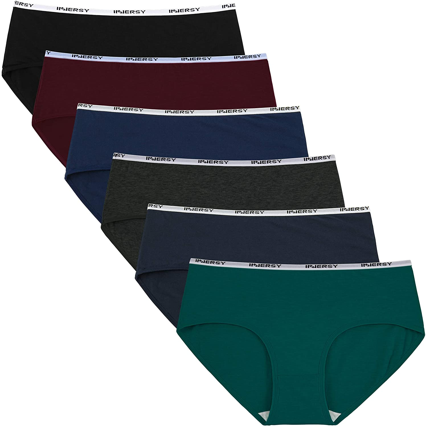 INNERSY Womens Underwear Hipster Panties Cotton Low Rise Briefs Pack of 6 Apparel & Accessories > Clothing > Underwear & Socks > Underwear INNERSY Dark X-Small 