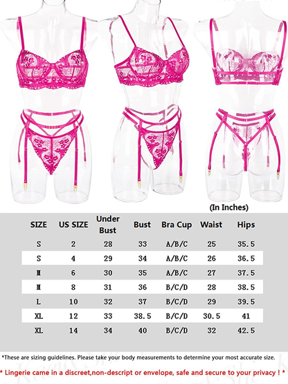 Kaei&Shi Sparkly Sequins, Heavily Embroidered, 3 Piece Lingerie（Without Stockings） Apparel & Accessories > Clothing > Underwear & Socks > Lingerie Kaei&Shi   