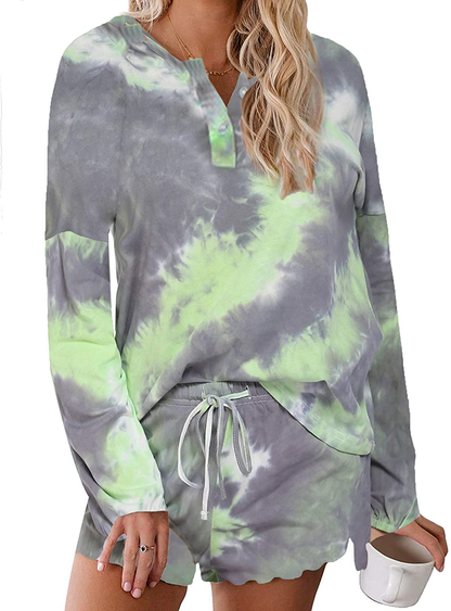 Ekouaer Tie Dye Pajamas Set Womens Loungewear Sleepwear 2 Piece PJ Sets Apparel & Accessories > Clothing > Sleepwear & Loungewear > Pajamas Ekouaer Lovely Long Sleeve 5 Small 