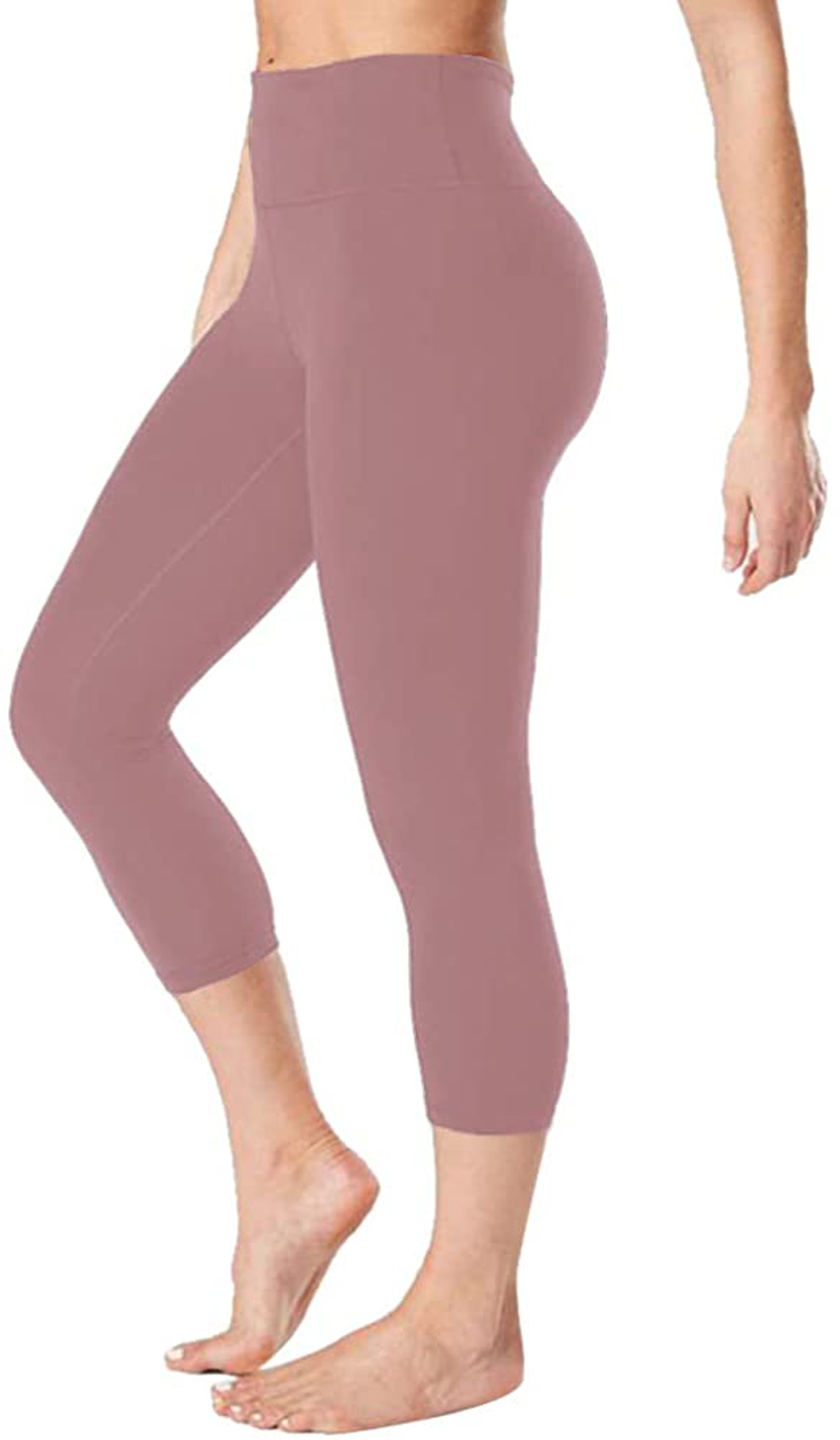 GAYHAY High Waisted Capri Leggings for Women - Soft Slim Tummy Control - Exercise Pants for Running Cycling Yoga Workout Apparel & Accessories > Clothing > Activewear GAYHAY Rosy Brown Small-Medium 
