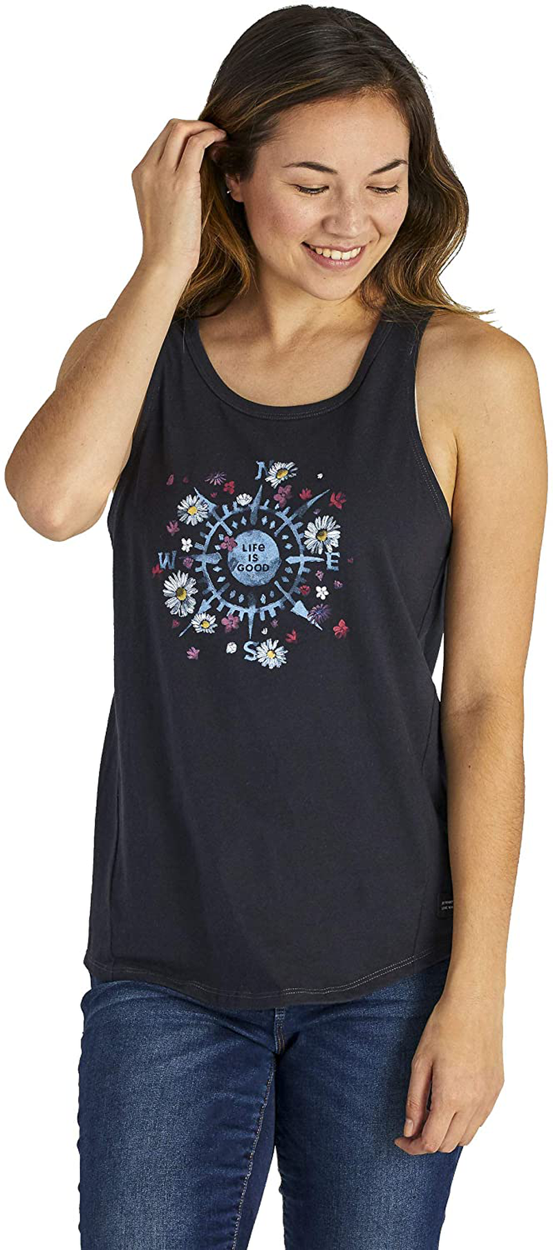 Life Is Good Womens High-Low Crusher Graphic Tank Top Apparel & Accessories > Clothing > Activewear Kylie Max   