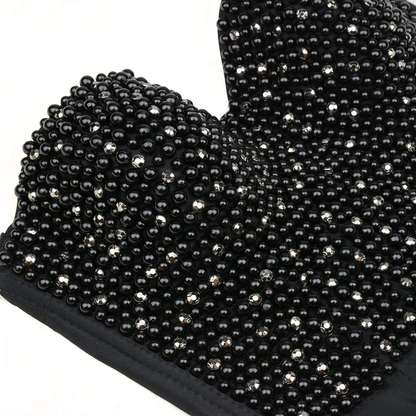 ELLACCI Women'S Diamond Pearls Beaded Rhinestone Bustier Crop Top Corset Tube Top Apparel & Accessories > Clothing > Underwear & Socks > Lingerie ELLACCI   