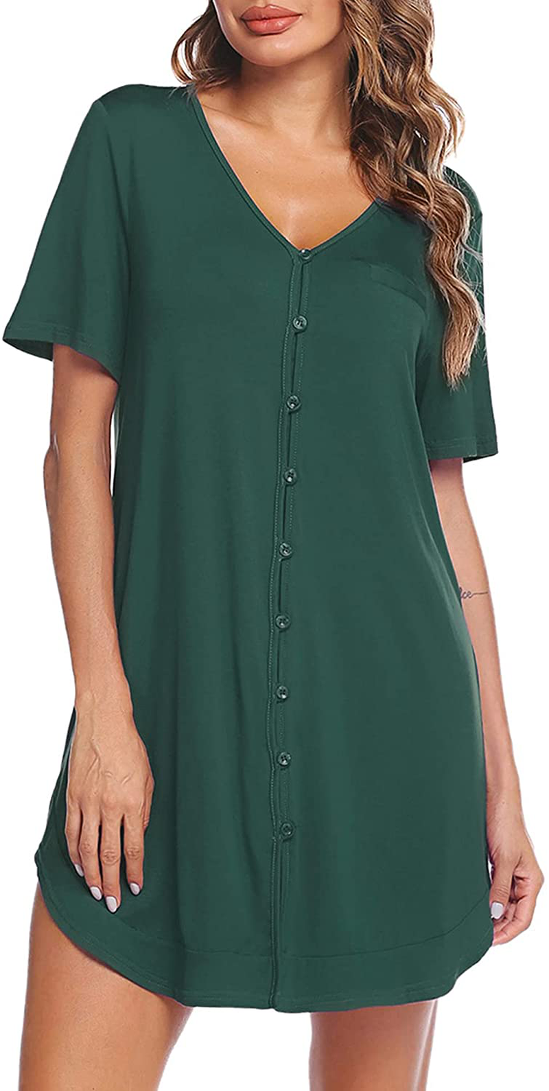 Avidlove Women'S Nightshirt Short Sleeve Button down Nightgown V-Neck Boyfriend Sleepshirt Pajama Dress Apparel & Accessories > Clothing > Sleepwear & Loungewear > Nightgowns Kylie Max   