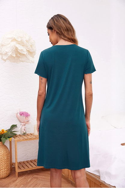 Ekouaer Women'S Nightshirt Short Sleeve Button down Nightgown V-Neck Sleepwear Pajama Dress Apparel & Accessories > Clothing > Sleepwear & Loungewear > Nightgowns Kylie Max   