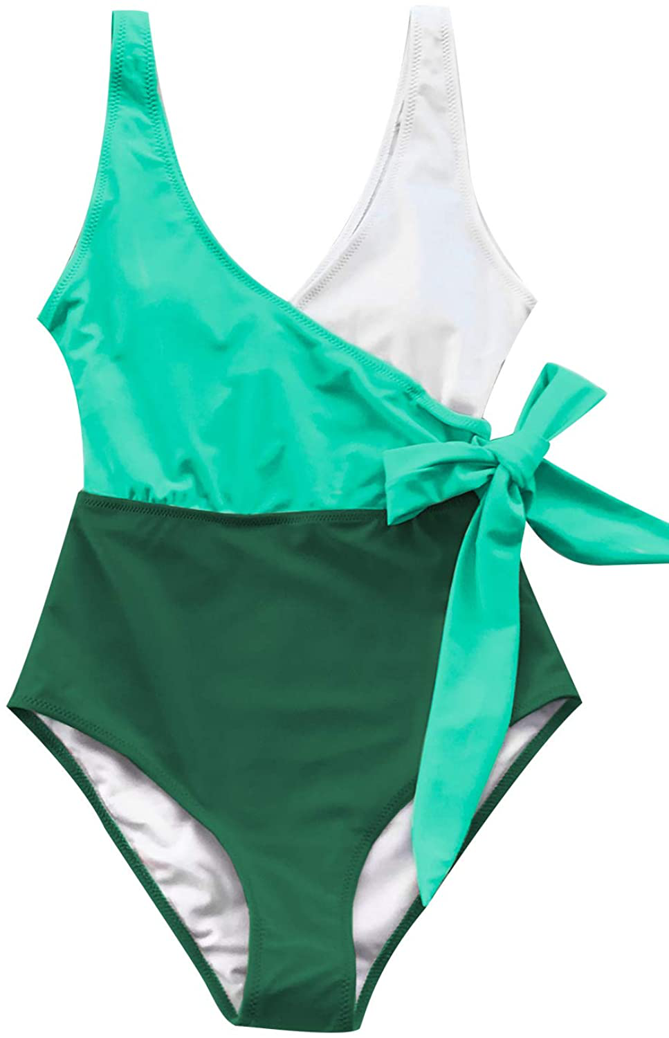 CUPSHE Women'S One Piece Swimsuit Wrap Color Block Tie Side Bathing Suit Apparel & Accessories > Clothing > Swimwear Kylie Max   