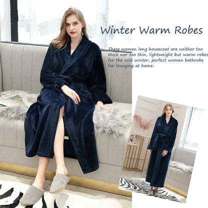 Long Bath Robe for Womens Plush Soft Fleece Bathrobes Nightgown Ladies Pajamas Sleepwear Housecoat Apparel & Accessories > Clothing > Sleepwear & Loungewear > Robes Kylie Max   