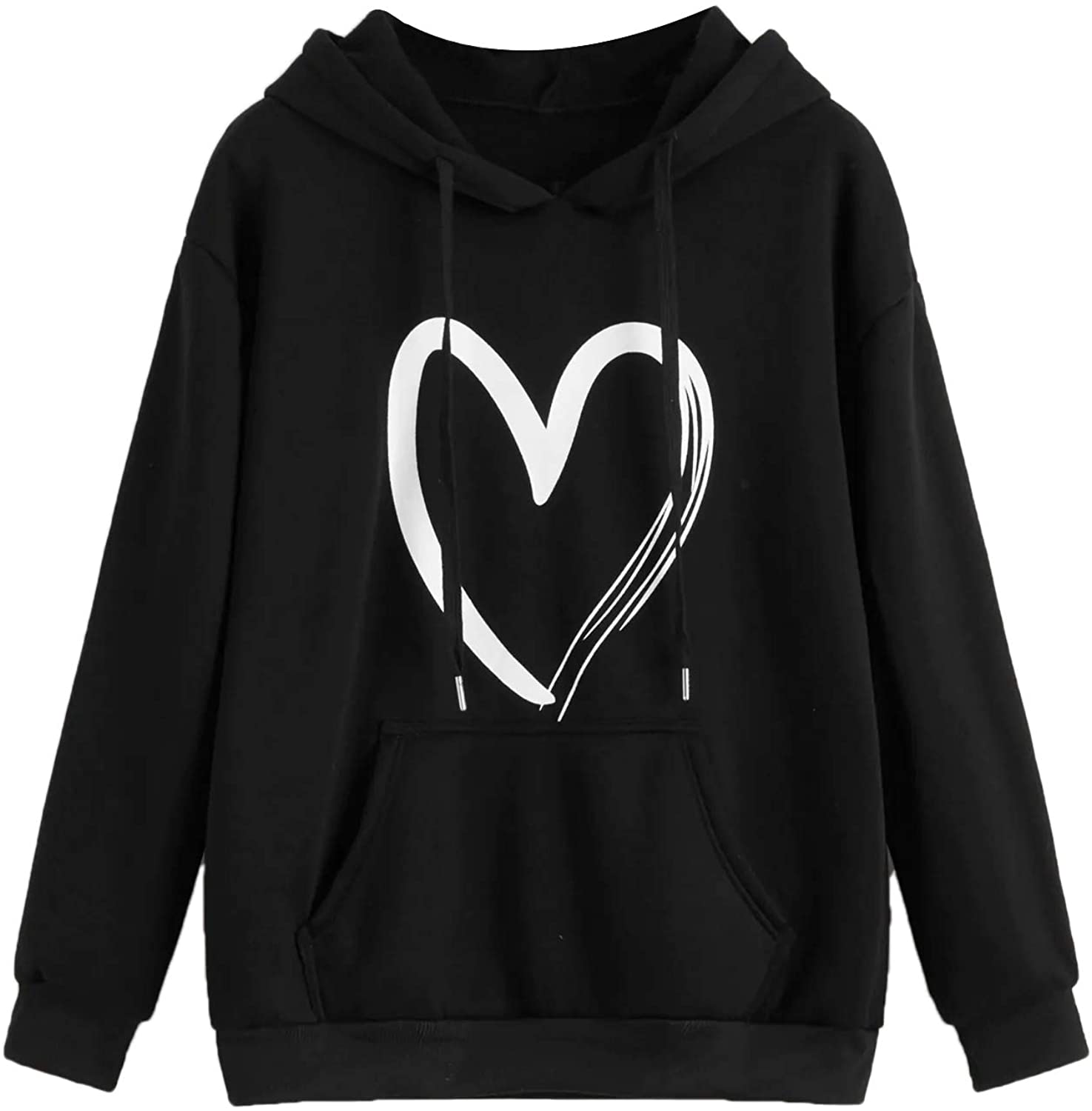 Sweatyrocks Women'S Casual Heart Print Long Sleeve Pullover Hoodie Sweatshirt Tops Apparel & Accessories > Clothing > Activewear Kylie Max   