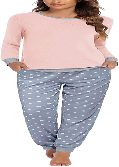 Ekouaer Women's Pajamas Sets Long Sleeve with Plaid Pants Soft Sleepwear O Neck 2 Piece Pjs Joggers Loung Set with Pockets Apparel & Accessories > Clothing > Sleepwear & Loungewear > Pajamas Ekouaer Pat7 XX-Large 