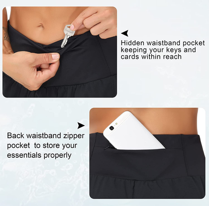THE GYM PEOPLE Womens High Waisted Running Shorts Quick Dry Athletic Workout Shorts with Mesh Liner Zipper Pockets Apparel & Accessories > Clothing > Shorts Kylie Max   