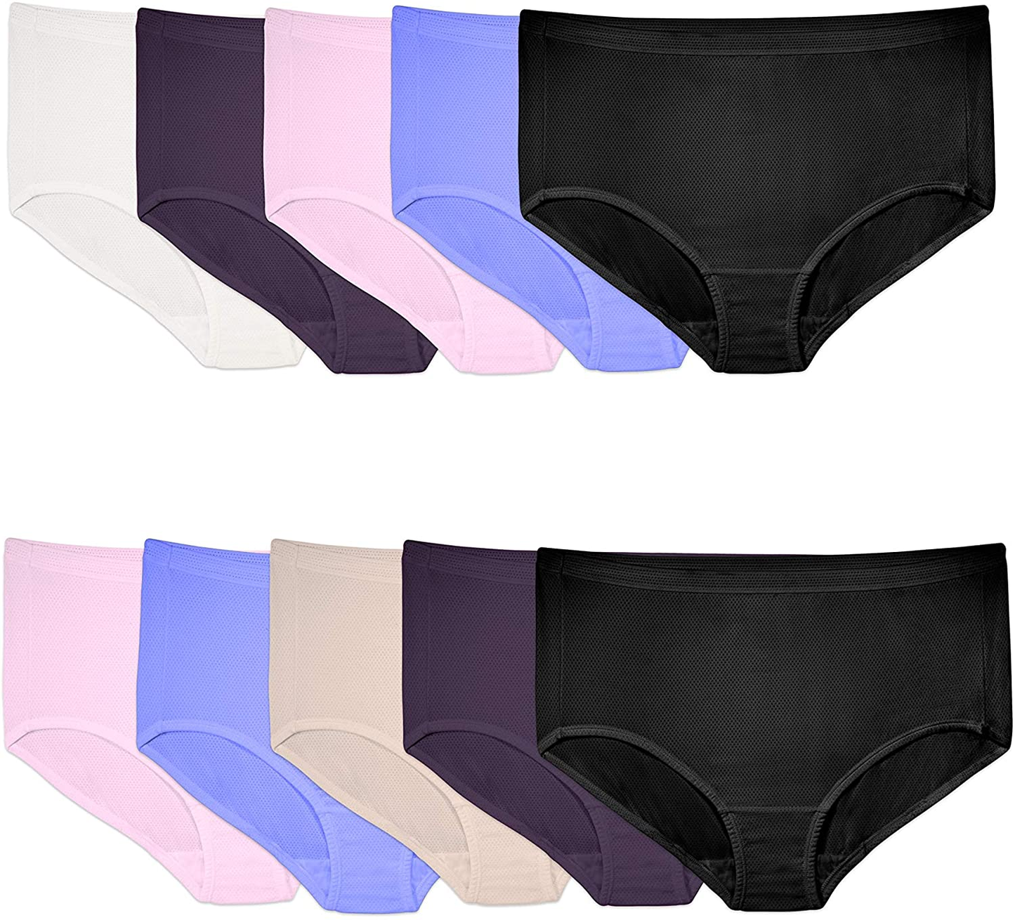 Fruit of the Loom Women'S Breathable Underwear (Regular & plus Size) Apparel & Accessories > Clothing > Underwear & Socks > Underwear Fruit of the Loom Plus Size Brief - Micro Mesh - 10 Pack Assorted Colors Plus Size 13
