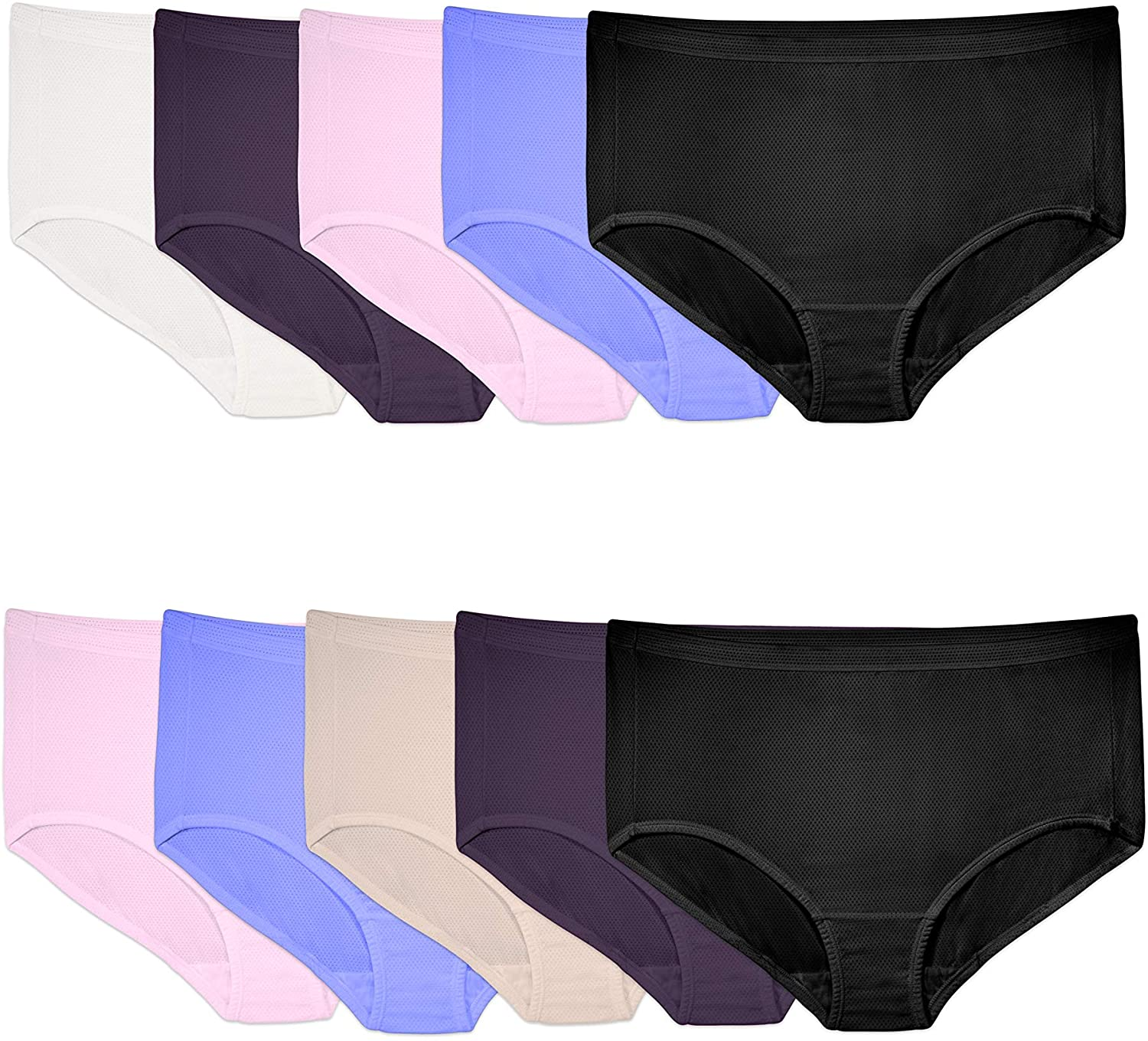 Fruit of the Loom Women'S Breathable Underwear (Regular & plus Size) Apparel & Accessories > Clothing > Underwear & Socks > Underwear Fruit of the Loom Plus Size Brief - Micro Mesh - 10 Pack Assorted Colors Plus Size 13