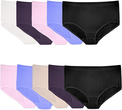 Fruit of the Loom Women'S Breathable Underwear (Regular & plus Size) Apparel & Accessories > Clothing > Underwear & Socks > Underwear Fruit of the Loom Plus Size Brief - Micro Mesh - 10 Pack Assorted Colors Plus Size 13