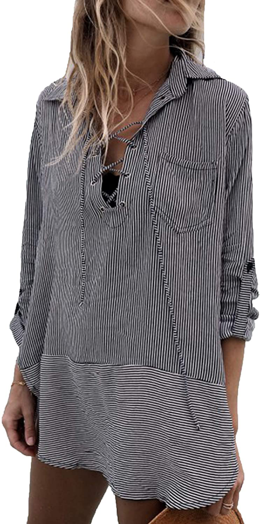 Wander Agio Beach Swimsuit for Women Sleeve Coverups Bikini Cover Up Apparel & Accessories > Clothing > Swimwear Kylie Max   