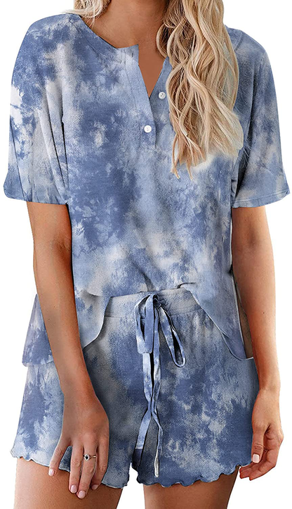 Ekouaer Tie Dye Pajamas Set Womens Loungewear Sleepwear 2 Piece PJ Sets Apparel & Accessories > Clothing > Sleepwear & Loungewear > Pajamas Ekouaer Beautiful 3 Medium 