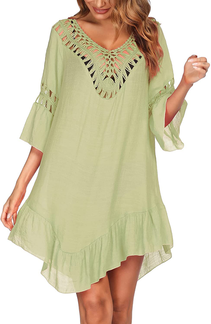 Ekouaer Swimsuit Cover up Women Swimwear Bathing Suit Dress Sexy Bikini Beach Crochet Beachwear Tunic Top Summer Apparel & Accessories > Clothing > Swimwear Kylie Max   