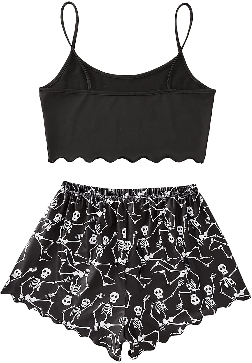 Romwe Women'S 2 Piece Shorts Pajama Set Graphic Cami Crop Top and Shorts Loungewear Apparel & Accessories > Clothing > Sleepwear & Loungewear Kylie Max   