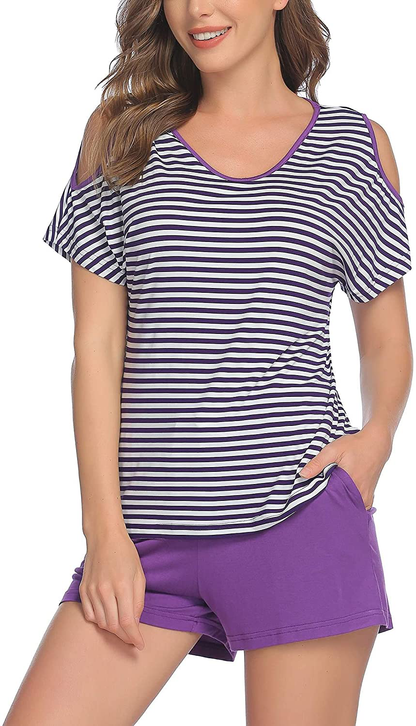 Ekouaer Womens Pajama Set Sleeveless Tank Top and Shorts Pj Set Lace Hem Sleepwear S-XXL Apparel & Accessories > Clothing > Sleepwear & Loungewear > Pajamas Ekouaer 02 Purple Medium 