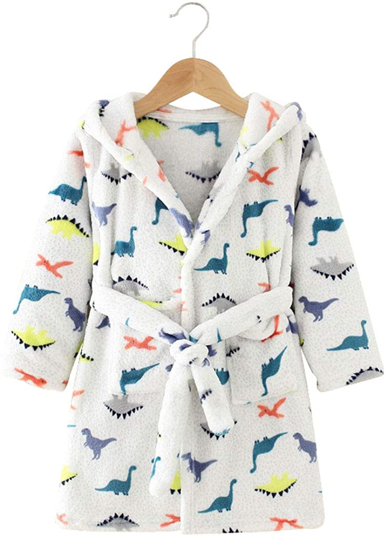 Toddlers Kids Hooded Robe Boys Girls Soft Flannel Bathrobes Pajamas Plush Robe Apparel & Accessories > Clothing > Sleepwear & Loungewear > Robes Kylie Max   