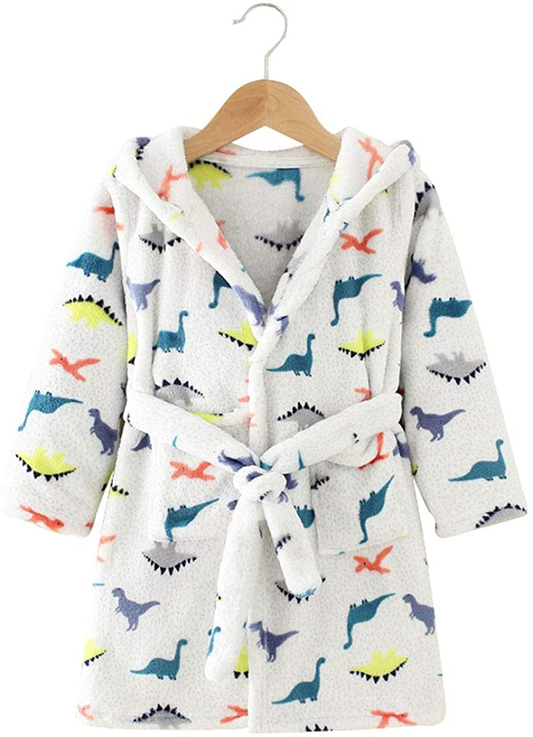 Toddlers Kids Hooded Robe Boys Girls Soft Flannel Bathrobes Pajamas Plush Robe Apparel & Accessories > Clothing > Sleepwear & Loungewear > Robes Kylie Max   