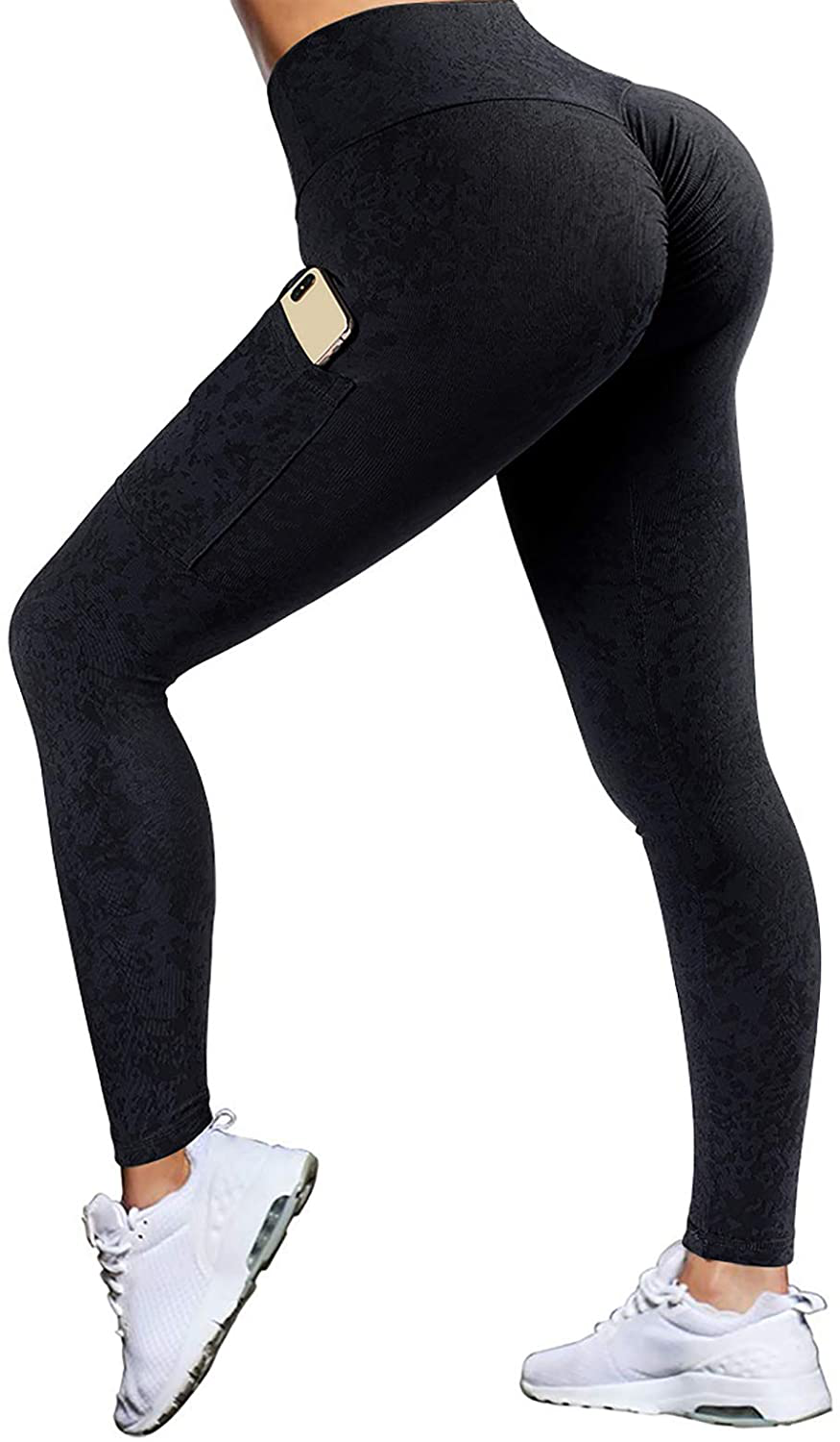 OMKAGI Women Scrunch Butt Lifting Leggings Seamless High Waisted Workout Yoga Pants Apparel & Accessories > Clothing > Activewear OMKAGI 680-black Small 